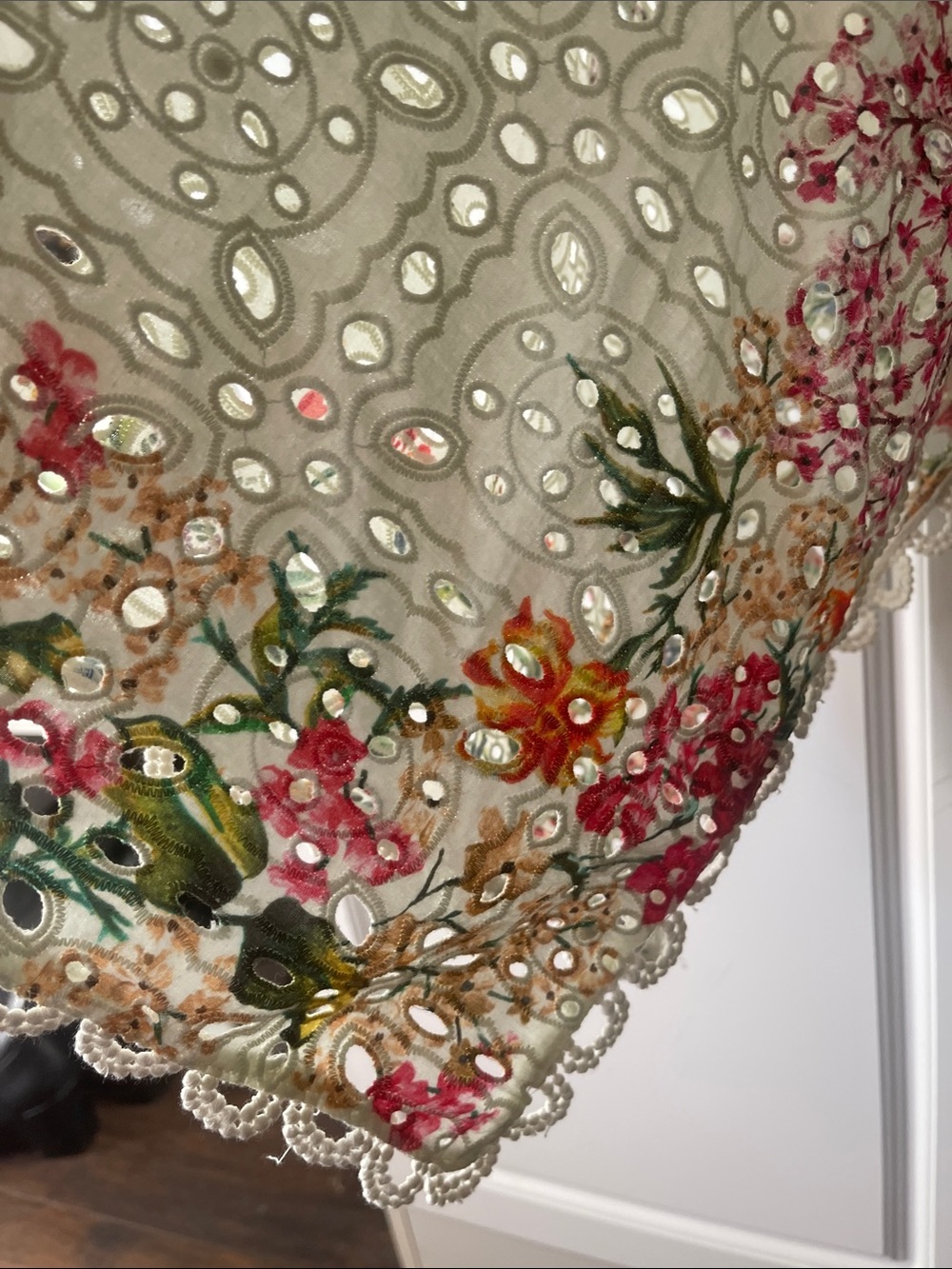 FARM Rio White Floral Eyelet Midi Scarf Dress with Spaghetti Straps. Med.NWOT - Picture 11 of 11